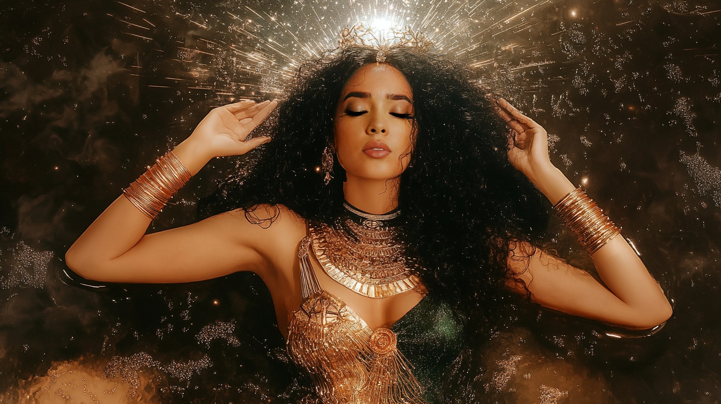 Waterman music video artwork: a council of Egyptian queens