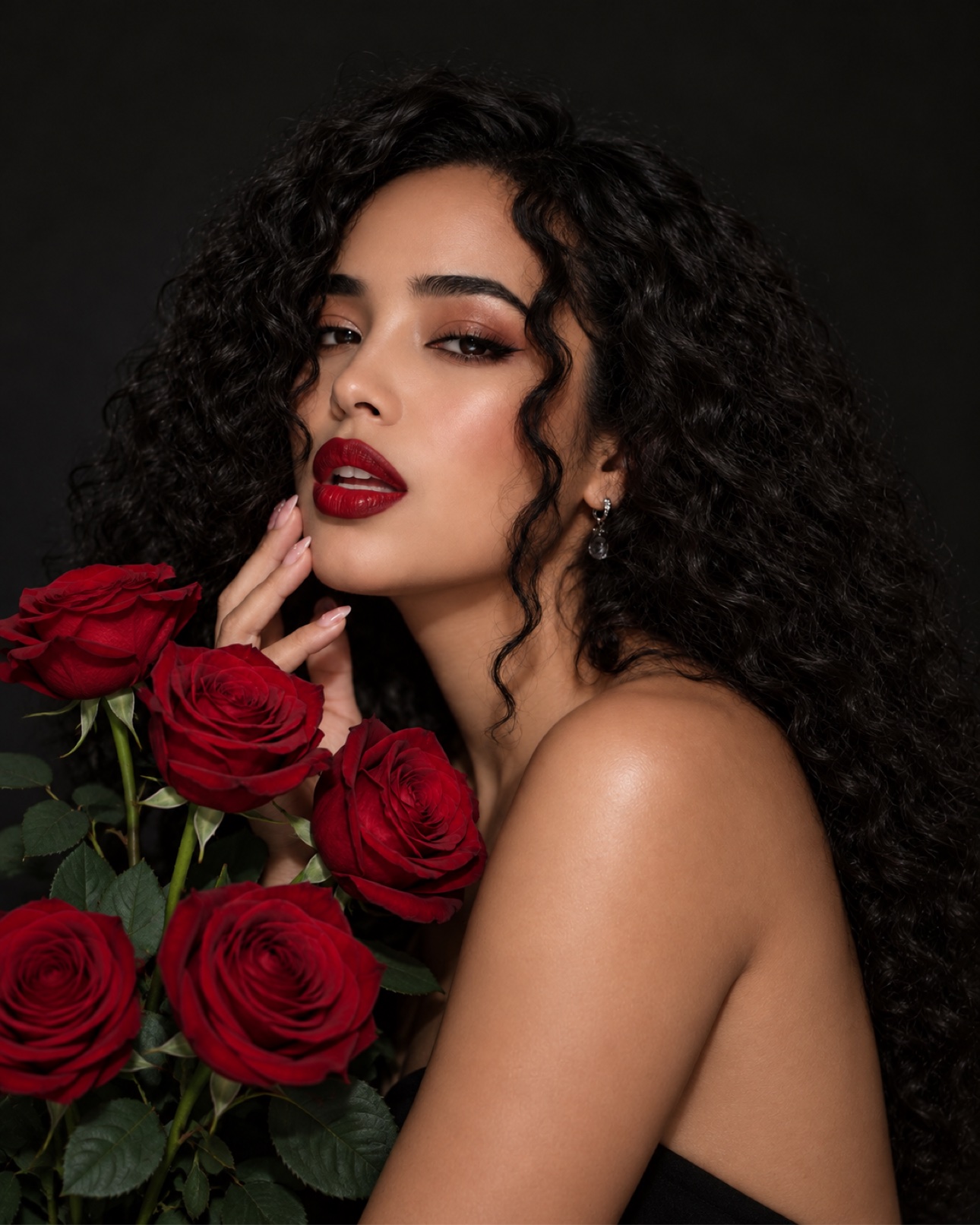 Melissa B. with red roses